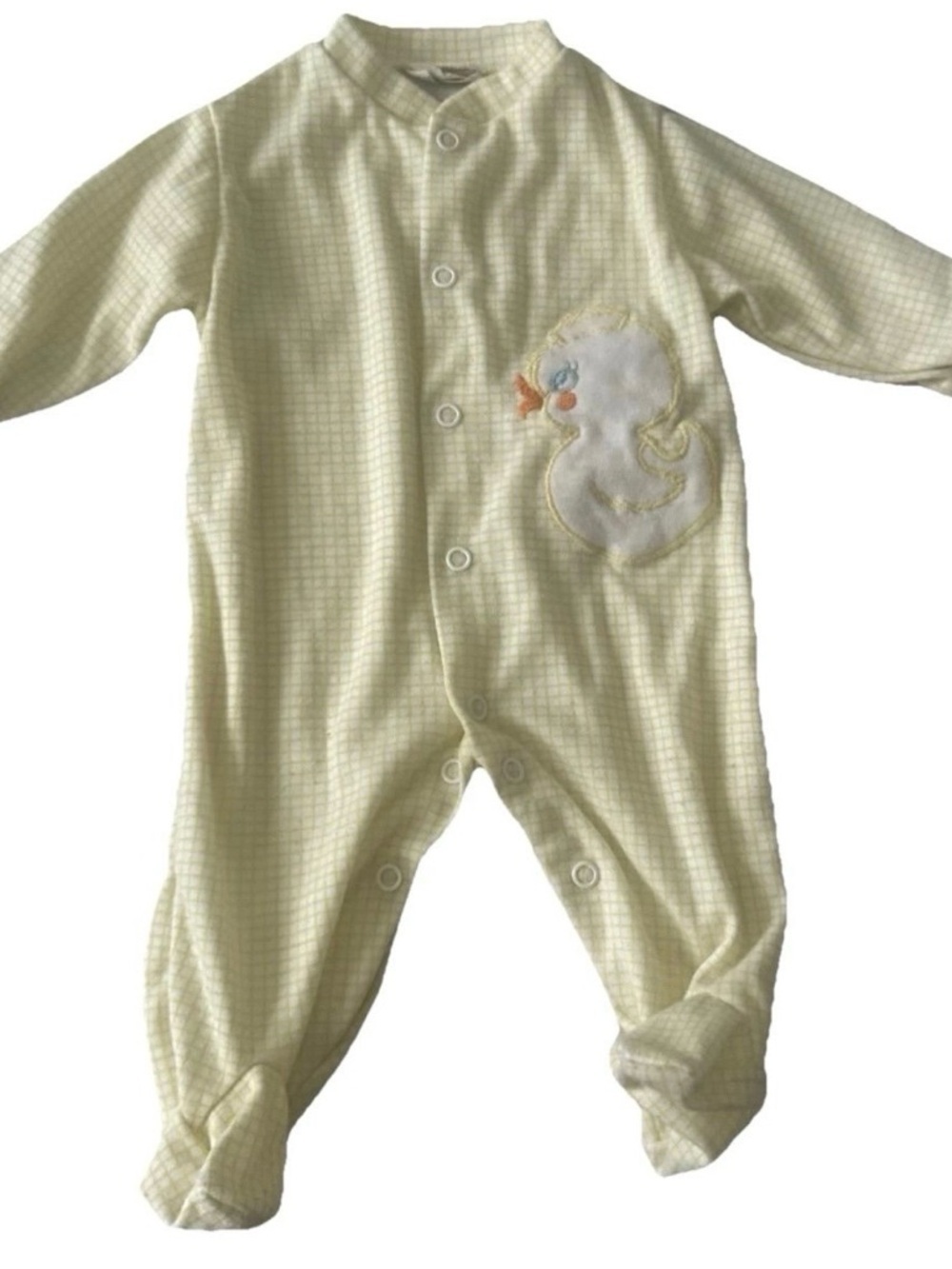 Vintage Kids Exchange Yellow Footie Pajamas Duck Size 0-3 Months Up To 12 Pounds